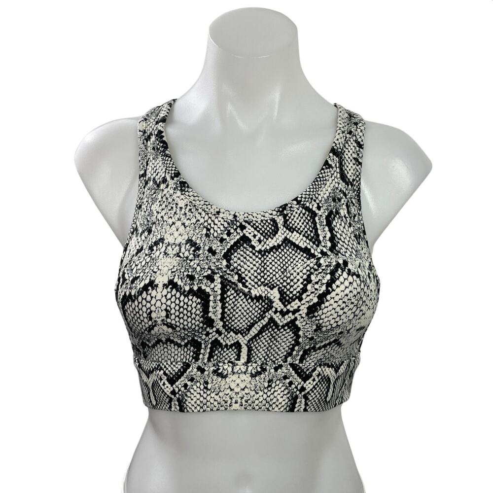 Varley Snakeskin Animal Print Racerback Yoga Workout Athletic Crop Top Size XS